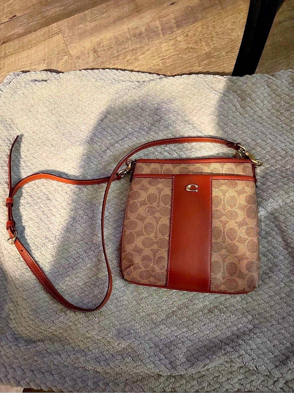 Coach Varsity Stripe File Bag Brown Crossbody Bag